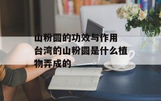 山粉圆的功效与作用 台湾的山粉圆是什么植物弄成的
