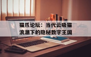 猫爪论坛：当代云吸猫浪潮下的隐秘数字王国