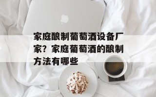 家庭酿制葡萄酒设备厂家？家庭葡萄酒的酿制方法有哪些