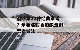 酒酿菜20种经典菜谱？米婆婆甜香酒酿示例菜谱做法