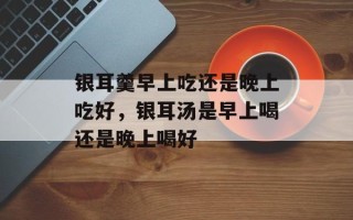 银耳羹早上吃还是晚上吃好，银耳汤是早上喝还是晚上喝好