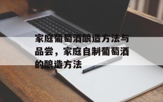 家庭葡萄酒酿造方法与品尝，家庭自制葡萄酒的酿造方法