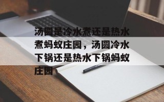 汤圆是冷水煮还是热水煮蚂蚁庄园，汤圆冷水下锅还是热水下锅蚂蚁庄园