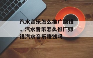 汽水音乐怎么推广赚钱，汽水音乐怎么推广赚钱汽水音乐赚钱吗