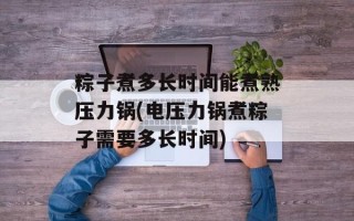 粽子煮多长时间能煮熟压力锅(电压力锅煮粽子需要多长时间)