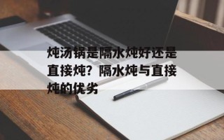 炖汤锅是隔水炖好还是直接炖？隔水炖与直接炖的优劣