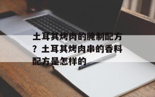 土耳其烤肉的腌制配方？土耳其烤肉串的香料配方是怎样的