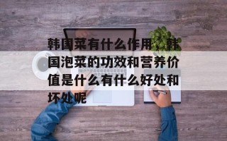 韩国菜有什么作用，韩国泡菜的功效和营养价值是什么有什么好处和坏处呢