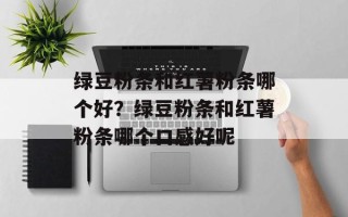 绿豆粉条和红薯粉条哪个好？绿豆粉条和红薯粉条哪个口感好呢