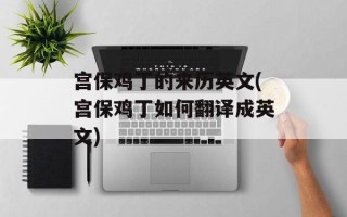 宫保鸡丁的来历英文(宫保鸡丁如何翻译成英文)