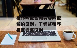桂林辣椒酱和蒜蓉辣椒酱的区别，干锅酱和郫县豆瓣酱区别