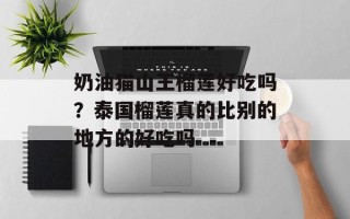 奶油猫山王榴莲好吃吗？泰国榴莲真的比别的地方的好吃吗