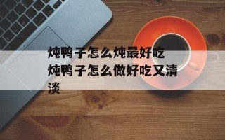 炖鸭子怎么炖最好吃 炖鸭子怎么做好吃又清淡
