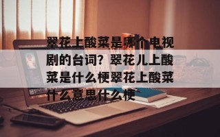 翠花上酸菜是哪个电视剧的台词？翠花儿上酸菜是什么梗翠花上酸菜什么意思什么梗
