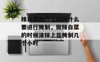 辣白菜制作之前为什么要进行腌制，做辣白菜的时候涂抹上盐腌制几个小时