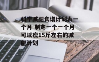 科学减肥食谱计划表一个月 制定一个一个月可以瘦15斤左右的减肥计划