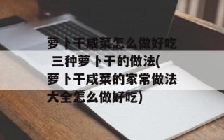 萝卜干咸菜怎么做好吃 三种萝卜干的做法(萝卜干咸菜的家常做法大全怎么做好吃)