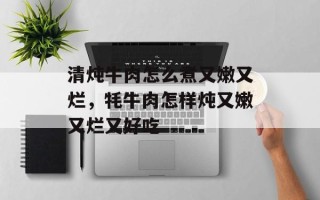 清炖牛肉怎么煮又嫩又烂，牦牛肉怎样炖又嫩又烂又好吃